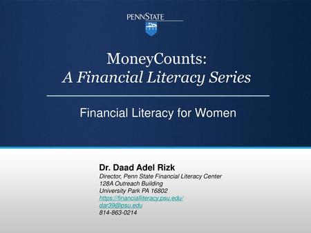 MoneyCounts: A Financial Literacy Series