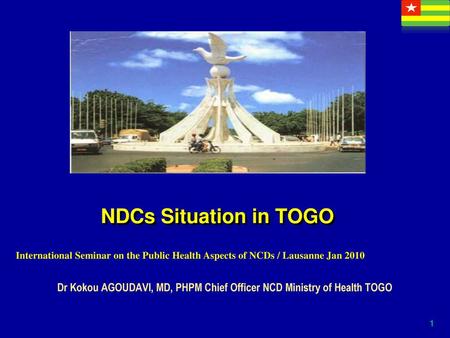 Dr Kokou AGOUDAVI, MD, PHPM Chief Officer NCD Ministry of Health TOGO