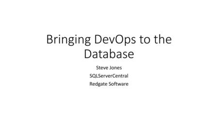 Bringing DevOps to the Database