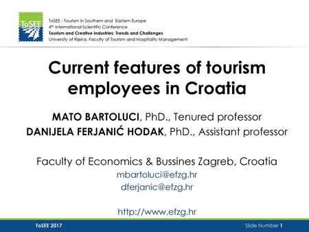 Current features of tourism employees in Croatia