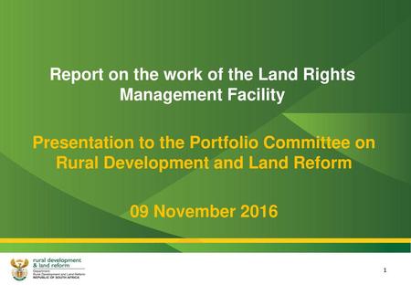 Report on the work of the Land Rights Management Facility