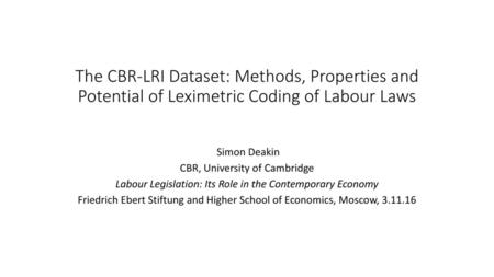 Simon Deakin CBR, University of Cambridge