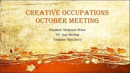 Creative Occupations October Meeting