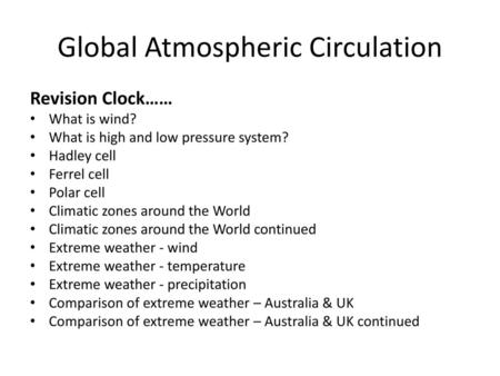 Global Atmospheric Circulation