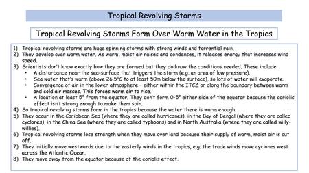 Tropical Revolving Storms