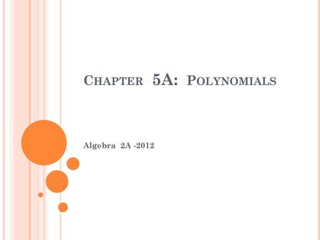 Chapter 5A: Polynomials