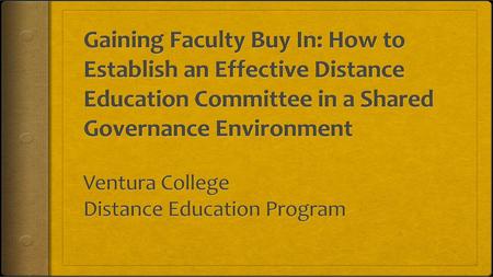 Ventura College Distance Education Program