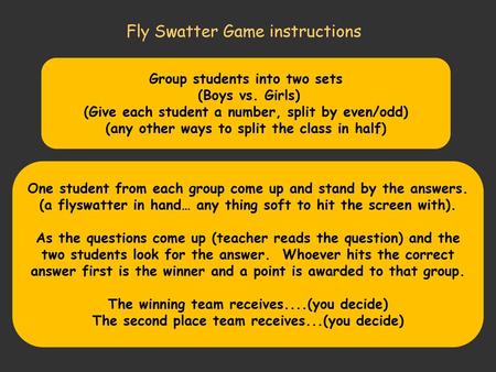 Fly Swatter Game instructions