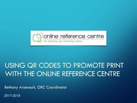 Using QR Codes to Promote Print with the Online Reference Centre