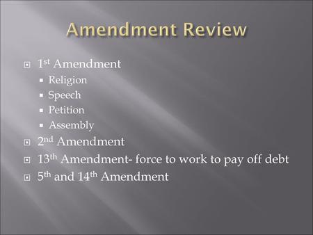 Amendment Review 1st Amendment 2nd Amendment