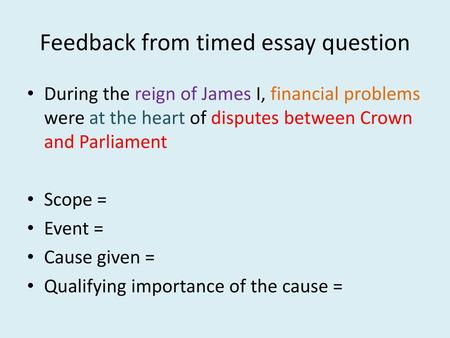 Feedback from timed essay question