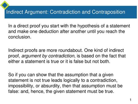 Indirect Argument: Contradiction and Contraposition