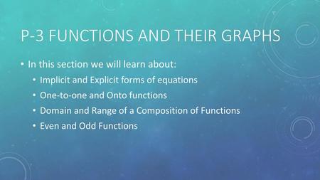 P-3 Functions and their Graphs