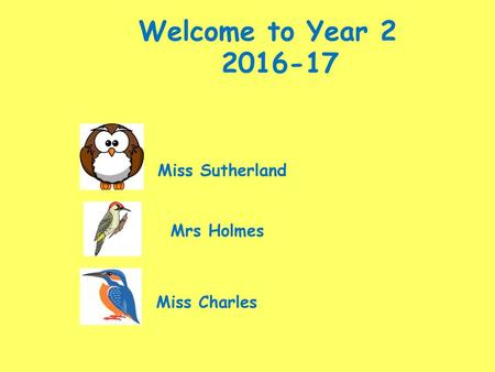 Welcome to Year Miss Sutherland Mrs Holmes Miss Charles