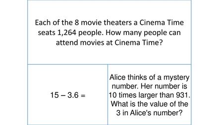 Each of the 8 movie theaters a Cinema Time seats 1,264 people