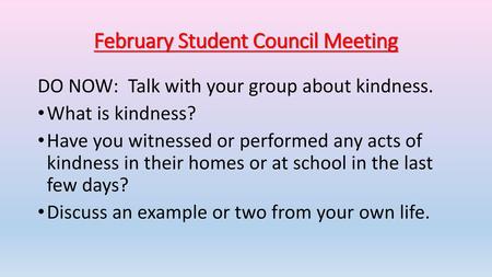 February Student Council Meeting