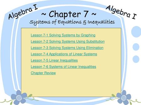 Systems of Equations & Inequalities