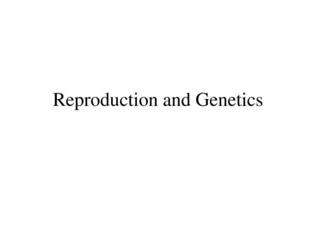 Reproduction and Genetics