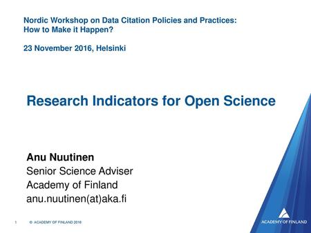 Research Indicators for Open Science