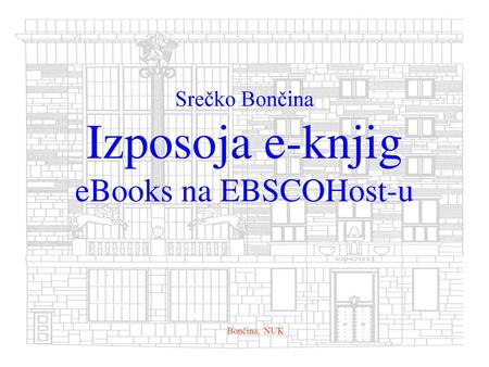 Srečko Bončina Izposoja e-knjig eBooks na EBSCOHost-u