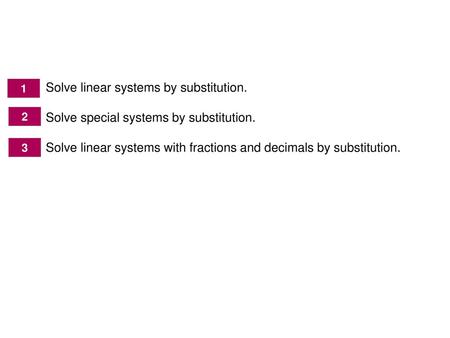 Solving Systems of Linear Equations by Substitution