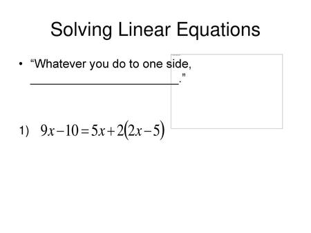 Solving Linear Equations