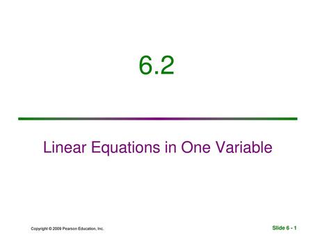 Linear Equations in One Variable