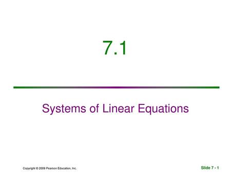 Systems of Linear Equations