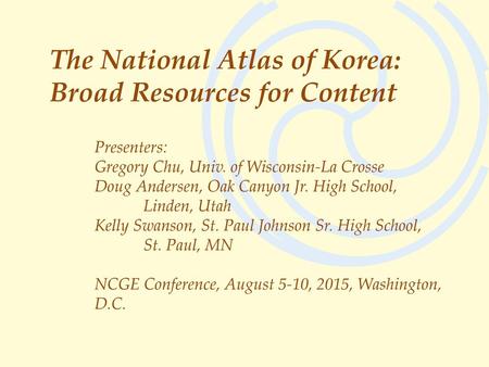 The National Atlas of Korea: Broad Resources for Content