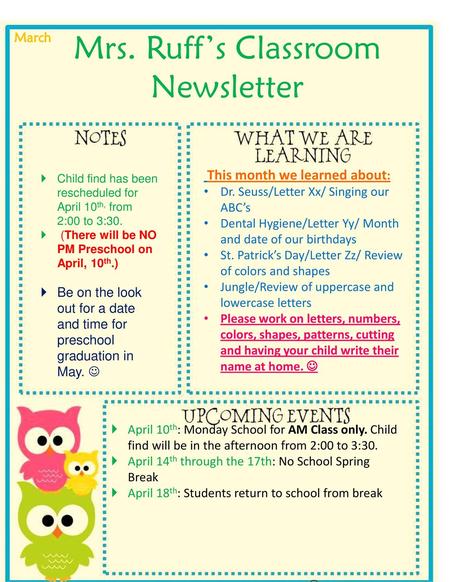 Mrs. Ruff’s Classroom Newsletter