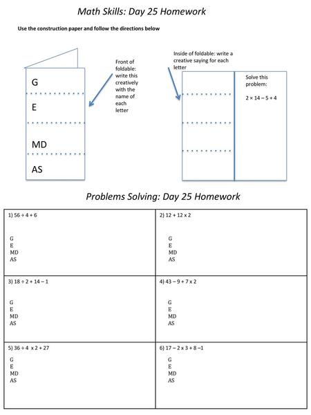 Math Skills: Day 25 Homework