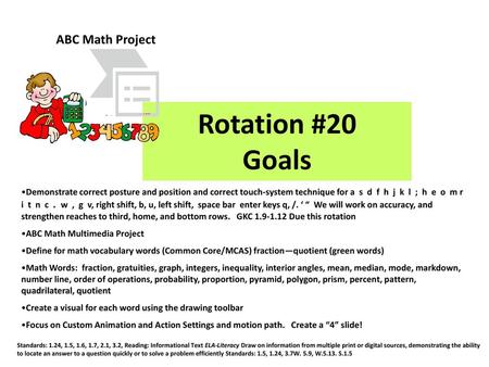 Rotation #20 Goals ABC Math Project