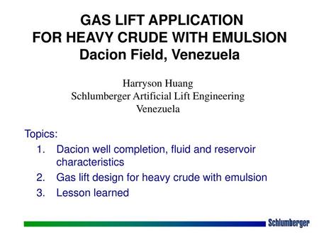 Schlumberger Artificial Lift Engineering