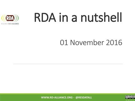 RDA in a nutshell 01 November 2016