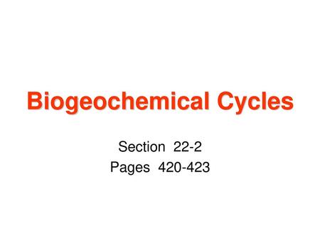 Biogeochemical Cycles