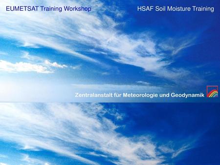 HSAF Soil Moisture Training