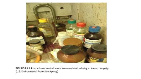 FIGURE 8.1.1.1 Hazardous chemical waste from a university during a cleanup campaign. (U.S. Environmental Protection Agency)