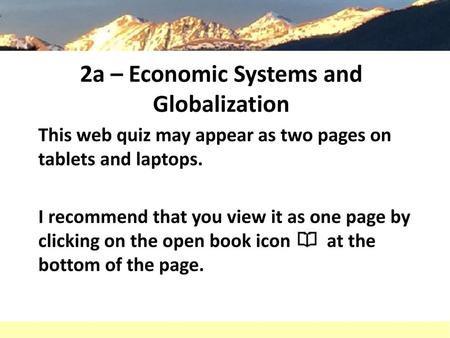 2a – Economic Systems and Globalization