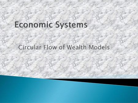 Circular Flow of Wealth Models