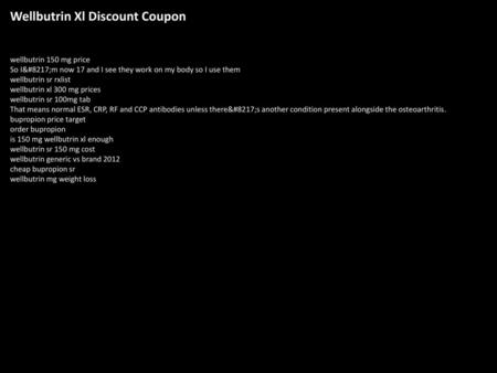 Wellbutrin Xl Discount Coupon