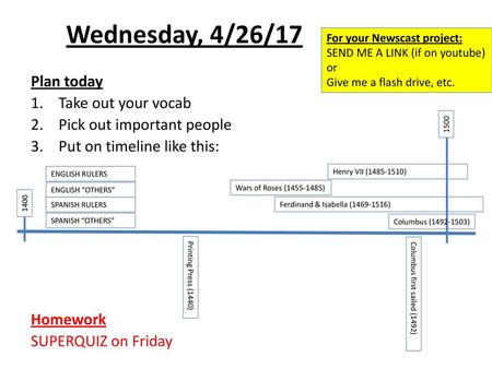 Wednesday, 4/26/17 Plan today Take out your vocab