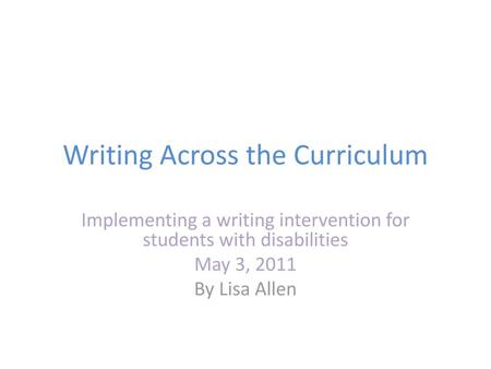 Writing Across the Curriculum