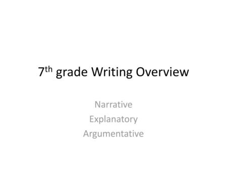 7th grade Writing Overview