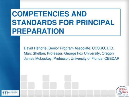 Competencies and standards for Principal Preparation