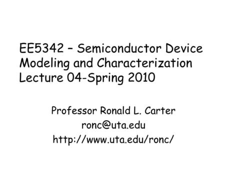 Professor Ronald L. Carter