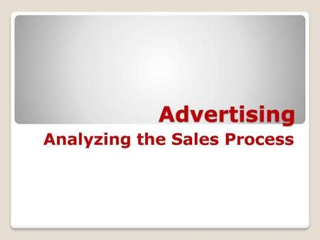 Analyzing the Sales Process