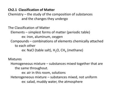 Ch2.1  Classification of Matter