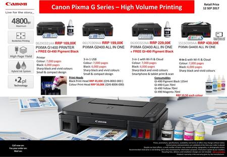 Canon Pixma G Series – High Volume Printing