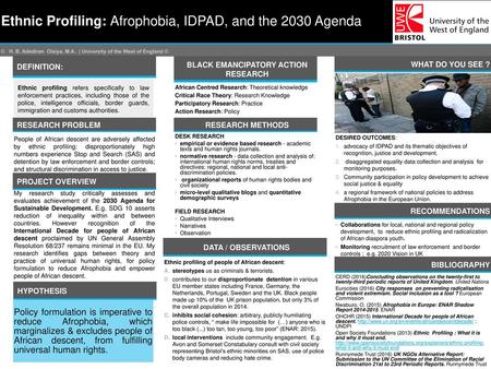 Ethnic Profiling: Afrophobia, IDPAD, and the 2030 Agenda