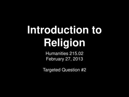 Introduction to Religion